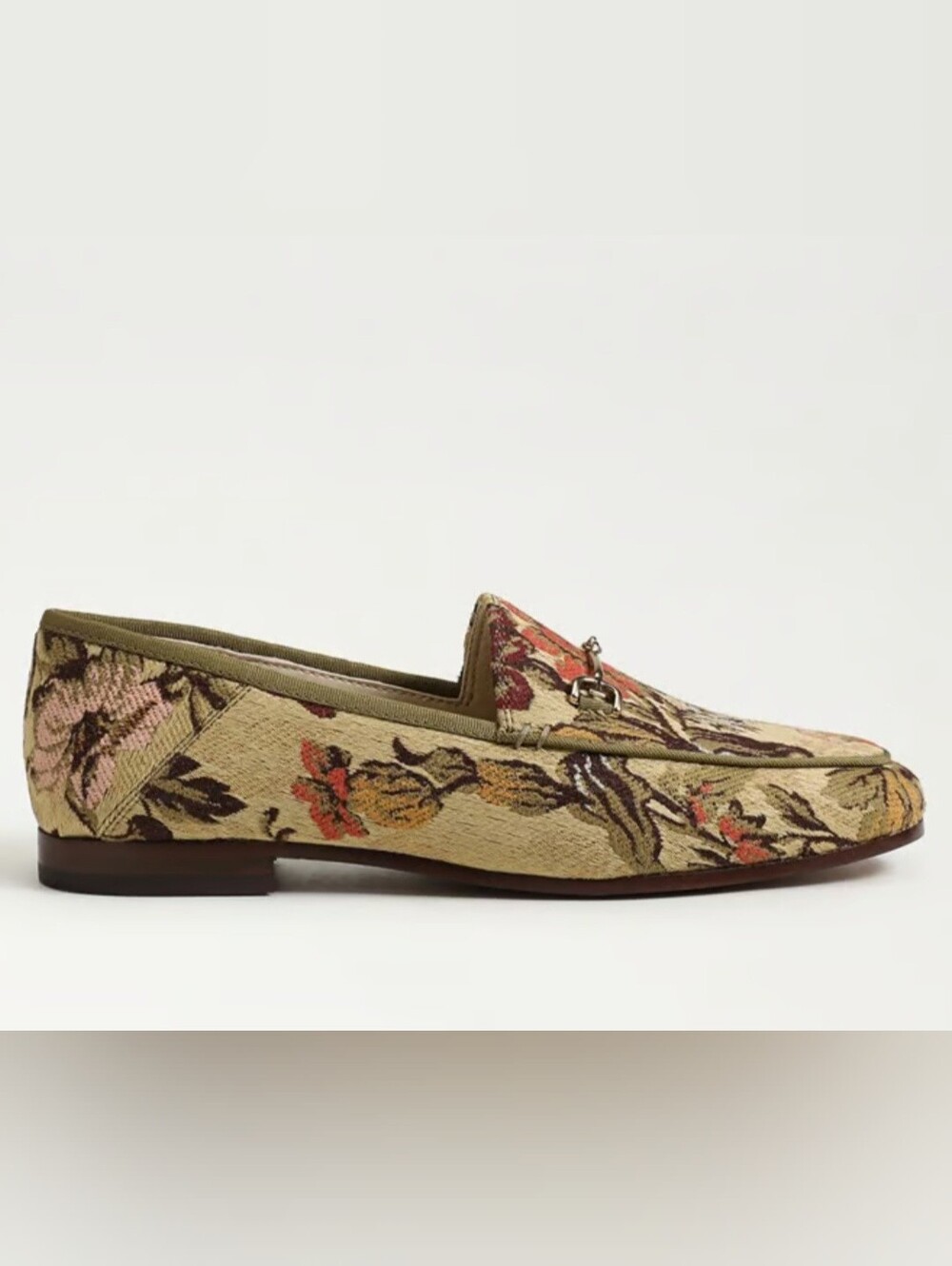 Sam Edelman Olive Floral Tapestry Loafers with Red Accents - Picture 2 of 9